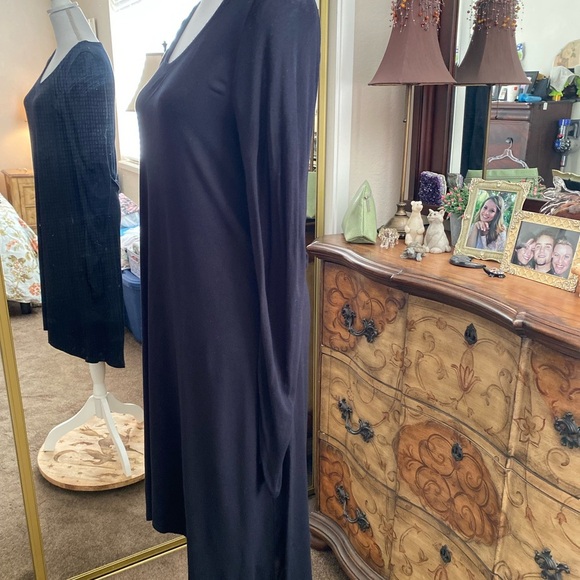 Eileen Fisher Black Long Sleeve Dress Timeless Elegance - Picture 5 of 12